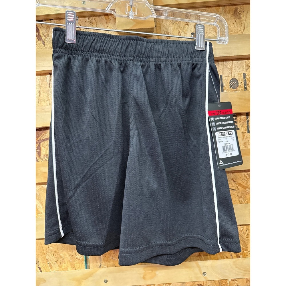 TEC-ONE Kids' Striker Soccer Shorts - Black/White, S (8), S (8)